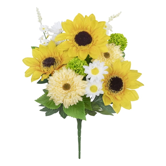 18-inch Artificial Silk Yellow Sunflower Mixed Summer Bouquet, for Indoor Use, by Mainstays