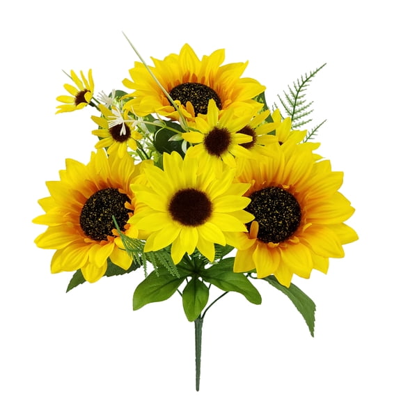 Mainstays Indoor 16.5 inch Artificial Sunflower Mix Bush in Yellow Color