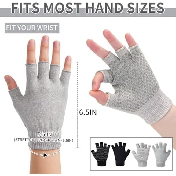 YL TRD V 2 Packs of Non Slip Fingerless Yoga Gloves Exercise Gloves Workout Gloves