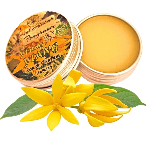 YLANG-YLANG Perfume - Eau de Parfum - Solid Balm - Aromatherapy Essential Oils (Cananga odorata, Tangerine, Jasmine, Hyacinth, Neroli, Linden, Lemon) Natural Fragrance, Travel, Favors, Gifts - 0.5oz