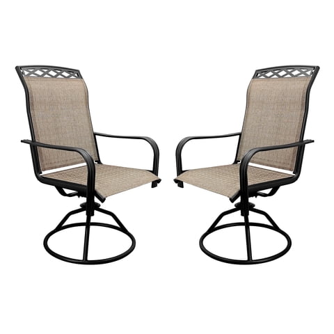 YLGJ&TIDY atio Swivel Chairs Set of 2, Outdoor Dining Chairs with Textilene High Back, All-Weather Rocker Chairs for Lawn and Porch,Brown