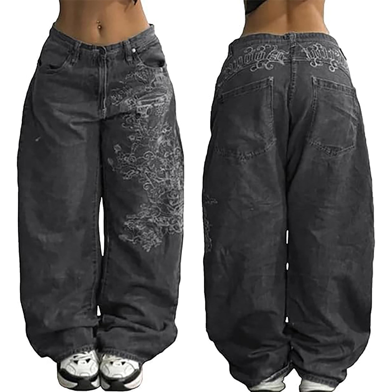 YLHFASHION Baggy Jeans for Woman Baggy Jeans for Woman Mid Rise Wide ...