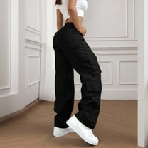YLHFASHION Cargo Pants For Women High Waisted Casual Pants Baggy Stretchy Wide Leg Y2K Streetwear With 6 Pockets Cool Silk Cotton Women Casual Pants Up To 50% Off (L)