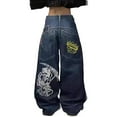 thumbnail image 1 of YLHFASHION Cinch Baggy Jeans Unisex Y2K Hip Hop Street Jeans Baggy Jeans Vintage High Waist Denim Wide Leg Pants Baggy Dad Jeans for Woman Pants Trousers Pant Women Mid Rise Baggy Jeans（L）, 1 of 3