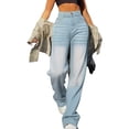 thumbnail image 1 of acuever High Waisted Trousers Cargo Jean for Women Straight Women High Waist Jeans Straight Wide Leg Pants Casual Baggy Jeans Y2K Women's Baggyants High Waisted Wide Leg Oversized Plus Size(2XL), 1 of 9