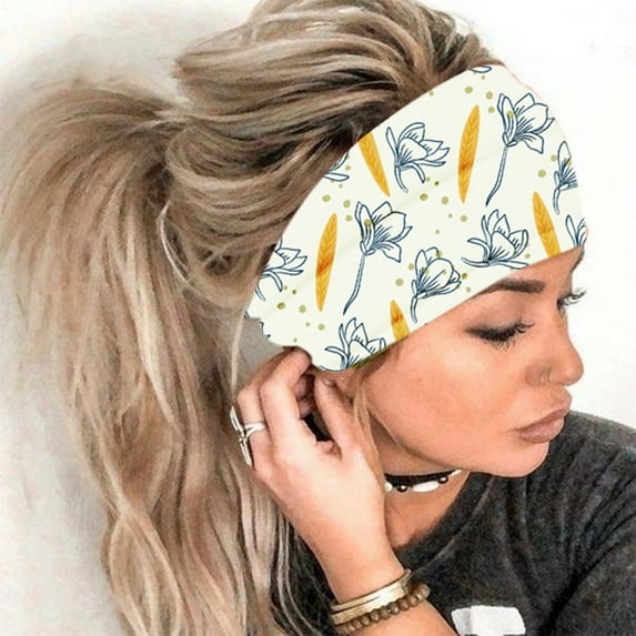WCJM Women Print Headband Elastic Head Wrap Hair Band Bandana Headband Polyester Lady Headscarf 100% Pure Mulberry Silk Scarf 43 Large Square Lightweight He How To Tie A Headscarf