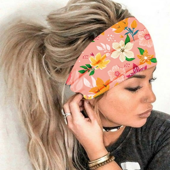 WCJM Women Print Headband Elastic Head Wrap Hair Band Bandana Headband Polyester Lady Headscarf Headscarf Mens How To Style A Headband