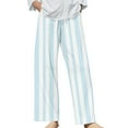 thumbnail image 1 of YLHFASHION Women's Non Pocket Floral Cotton Linen Casual Pants A Blue, 1 of 4