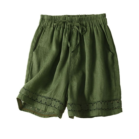 YLHFASHION Womens Shorts Casual Elastic Waisted 2025 Cotton Shorts For Women Trendy Comfy Summer Shorts With Pockets
