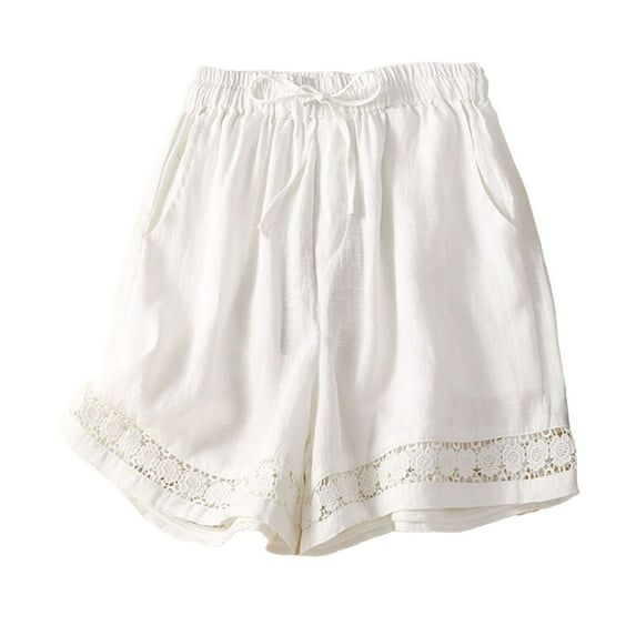 YLHFASHION Boho Pants for Women Womens Shorts Casual Elastic Waisted 2025 Cotton Shorts for Women Trendy Comfy Summer Shorts with Pockets