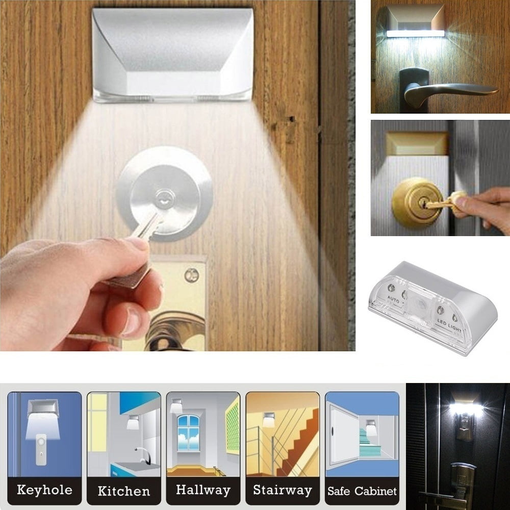 YLHHOME LED Keyhole Light Auto PIR IR Motion Sensor Lamp Battery Operated Night Light for Key