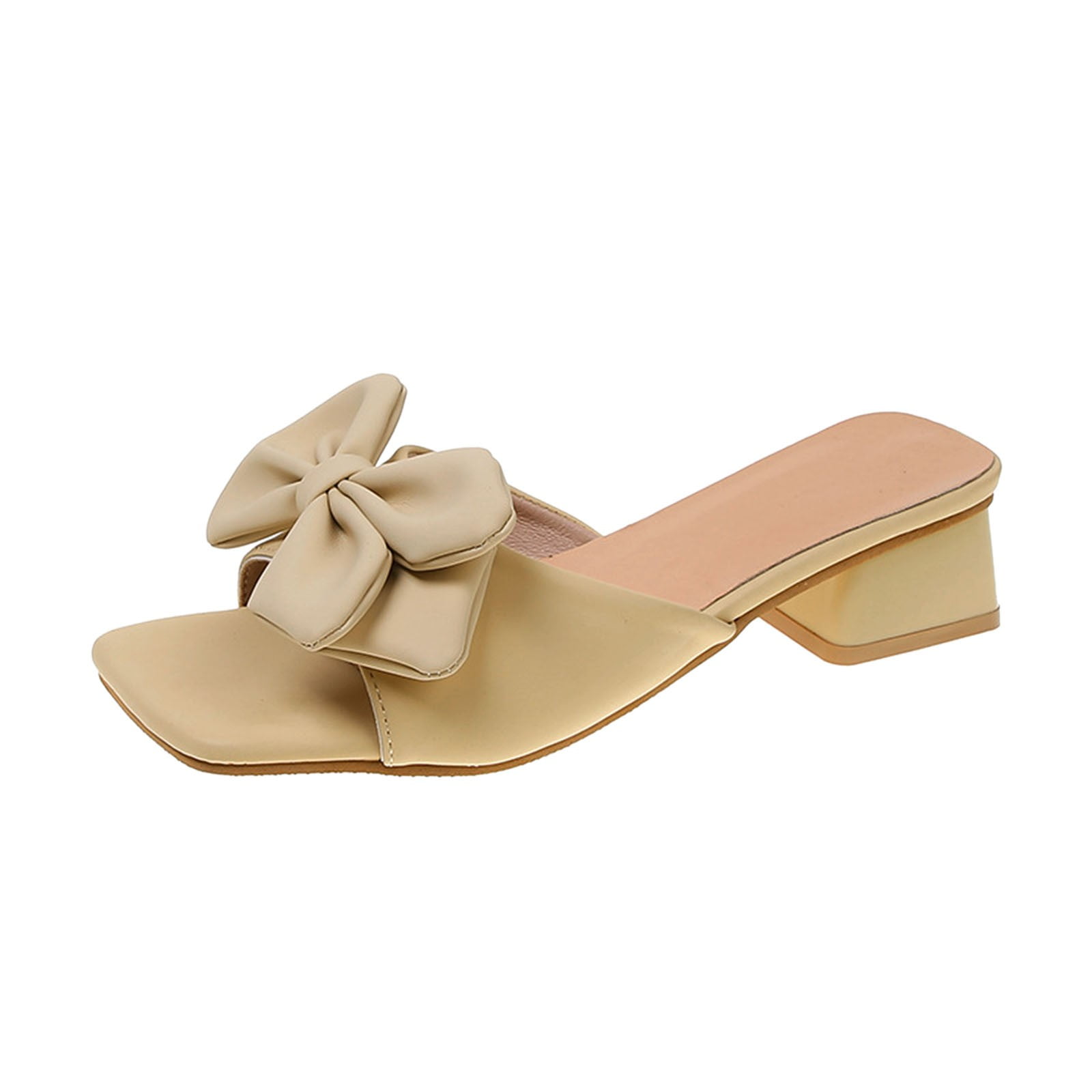 CreativeSugar Women's Satin Heel Sandals - Thick Heel Evening Shoes With Bow Detail - View #11