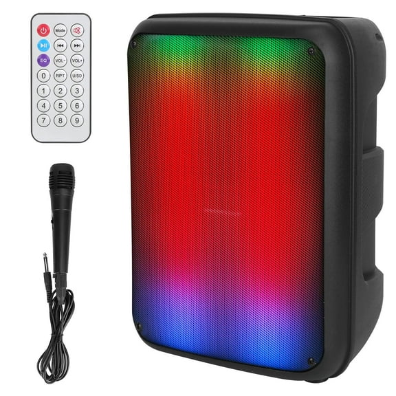 (Huayusheng)--1Pc Portable Wireless Party Speaker 8in Colorful Lights DJ PA System With TWS Function FM Radio USB MMC Card Reading Aux In Recording Function Mic.-**--;l'ok