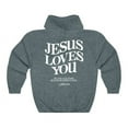 thumbnail image 1 of YLLMHH Jesus Loves You Hoodie Christian Hooded Jesus Pullover Bible Verse Aesthetic Clothing S-3XL, 1 of 5