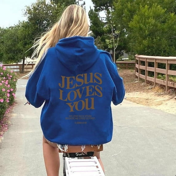 YLLMHH Jesus Loves You Hoodie Christian Hooded Jesus Pullover Bible Verse Aesthetic Clothing S-3XL