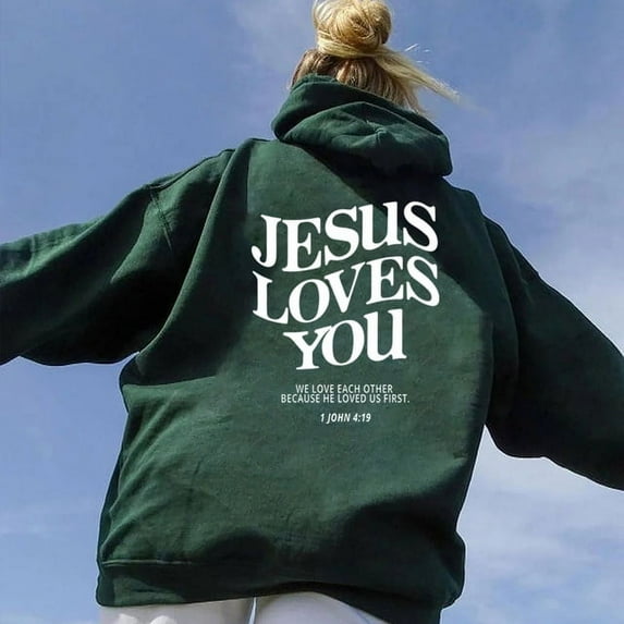 YLLMHH Jesus Loves You Hoodie Christian Hooded Jesus Pullover Bible Verse Aesthetic Clothing S-3XL