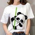 thumbnail image 1 of YLLMHH New Kawaii Women's T-shirts 3D Panda Print Short Sleeve Top Summer Tee Streetwear S-3XL, 1 of 5