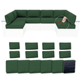 thumbnail image 1 of YLLN 14-Piece Outdoor Sectional Cushions, 4" Thick Patio Replacement Set, Waterproof with Zipper, Washable Seat Cushion for 6-Seat Wicker Rattan Conversation Sets, Dark Green, 1 of 7