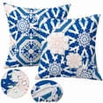 thumbnail image 1 of YLLN 18x18 in Outdoor Throw Pillows Set of 2, Waterproof & Fade-Resistant, Decorative Cushion With hidden zipper, for Patio Furniture (Blue), 1 of 7