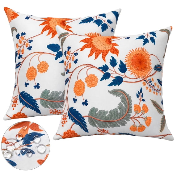 YLLN 18x18 in Outdoor Throw Pillows Set of 2, Waterproof & Fade-Resistant, Decorative Cushion With hidden zipper, for Patio Furniture (Sunflower)