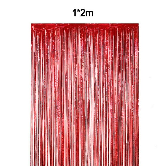 YLLSF 1*2M Party Background Wall Decoration Thick Rain Curtain Wedding Party Birthday, Bright Red