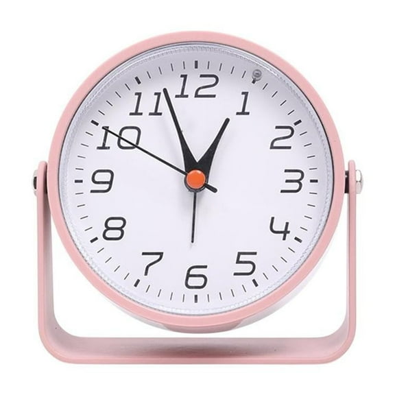 YLLSF 4.25 Inch Small Analog Alarm Clocks Operated Desk Clock Table Clock with Light Pink