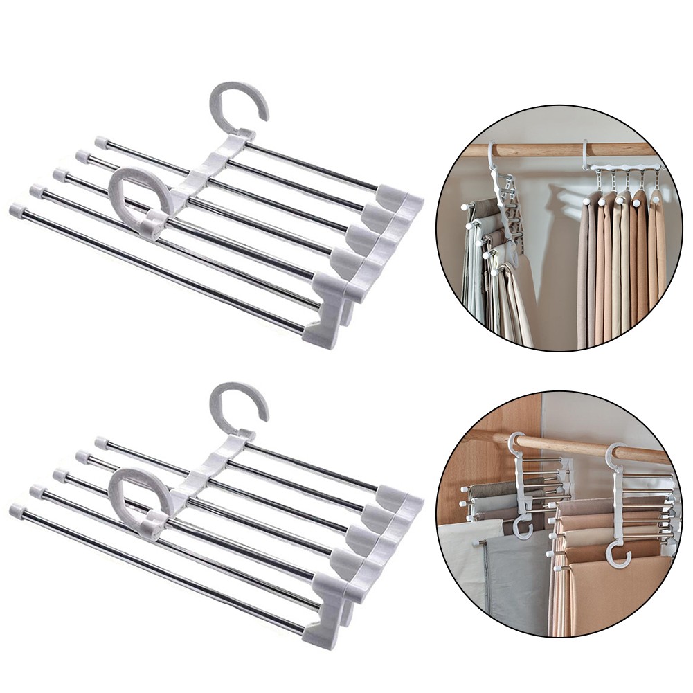 YLLSF 5 in 1 Multifunctional Pants Rack Shelves Stainless Steel