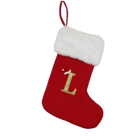 YLLSF Christmas Knitted Stocking Embroidered Monogram Pattern Christmas Socks Bag