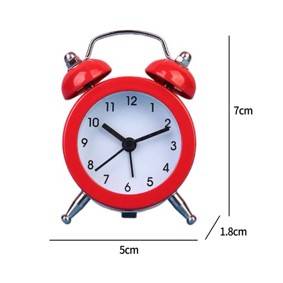 YLLSF Classic Double Bell Mini Alarm Clock Quartz Movement Bedside Night Analog Clock