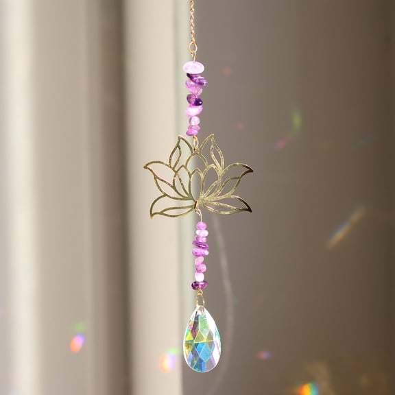 YLLSF Colorful lotus for Crystal wind chime hanging pendant for home garden courtyard