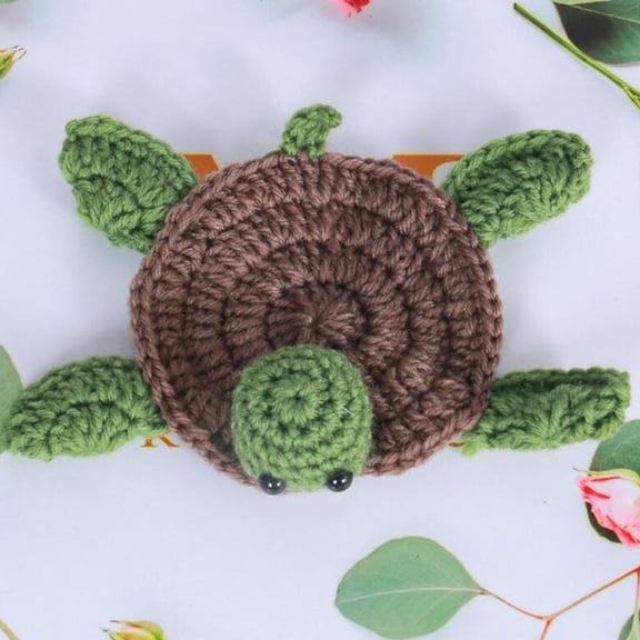 YLLSF Cute Turtle Coasters Crochet Weave Drink Coaster Knitted Turtle Coaste Handmade Turtle