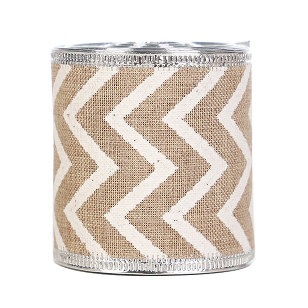 YLLSF Imitation linen Christmas ribbon Roll, 6m Gold and silver ribbon for Decoration