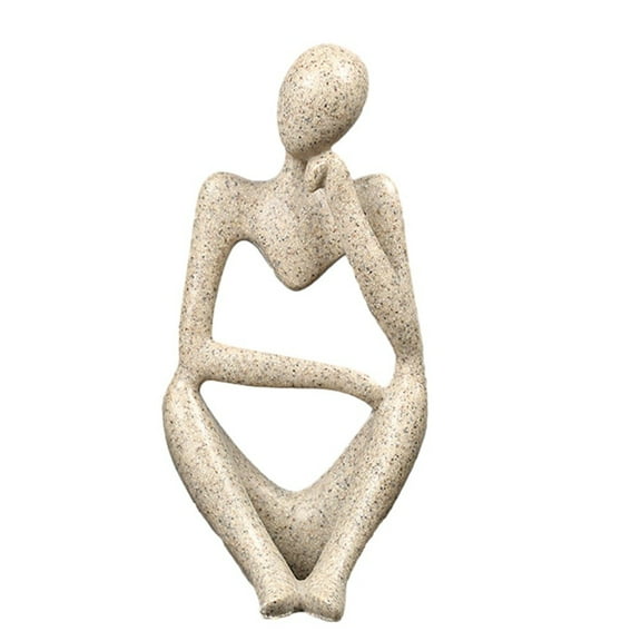 YLLSF Sand Color The Thinker Abstract Statues Sculptures Yoga Figurine Nordic Living Room Home Decor Decoration Maison Desk Ornaments, Sandstone B