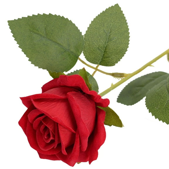 YLLSF Six Colors Single Stem Artificial Velvet Touch Rose Wedding Flower Home decor Bright red