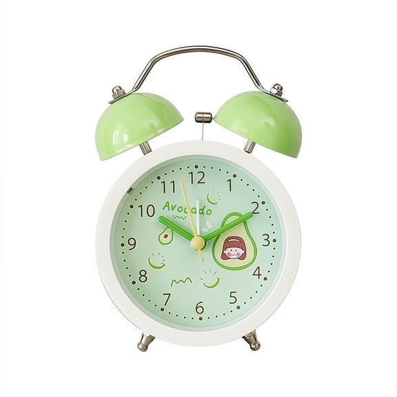 YLLSF Twin Bell Silent Non Ticking Alarm Clock with Night Light for Bedroom Dormitory Green