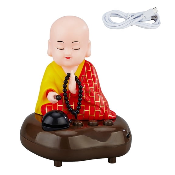 YLLSF USB Charging Little Monk Statue 6 Songs Music Nodding Car Decoration