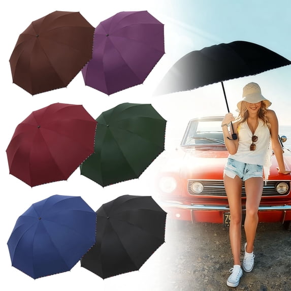 YLOHUIL Extra Large Compact Umbrella, Windproof Double Canopy Travel Umbrella with UV Protection, Foldable Rain Umbrella for Commute and Travel