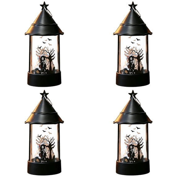 YLOHUIL LED Flickering Candle Lamp, Battery Operated Flameless Tabletop Decor with Vintage Design, Halloween Indoor Centerpiece for Home and Party