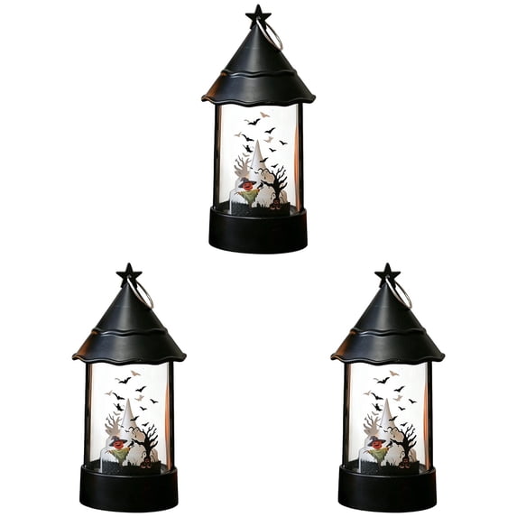 YLOHUIL LED Flickering Candle Lantern, Battery Operated Flameless Tabletop Decor with Vintage Design, Halloween Indoor Centerpiece for Home and Party