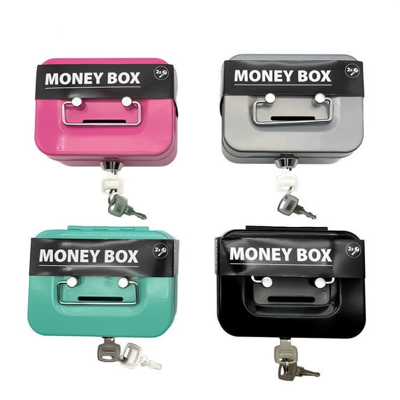 YLOHUIL Metal Lock Box, Cash Box with Key for Storage and Saving, Small Security Chest for Jewelry and Valuables, Desk Organizer Box