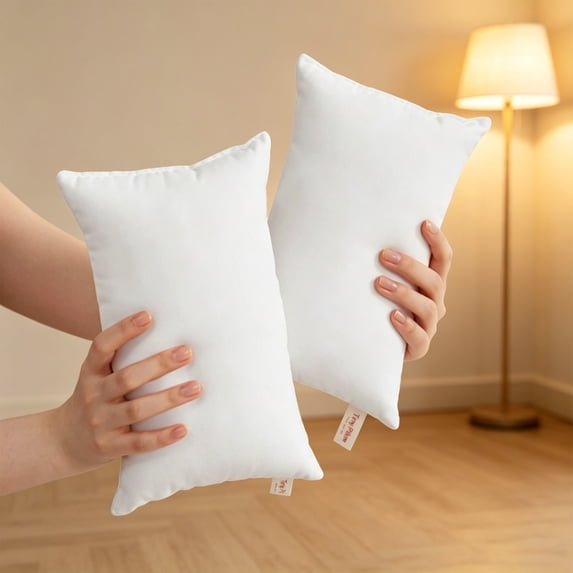 YLOHUIL Microfiber Pillow, 2 Pack Mini Travel Pillows for Neck and Lumbar Support, Machine Washable Portable Pillows for Travel and Home Use