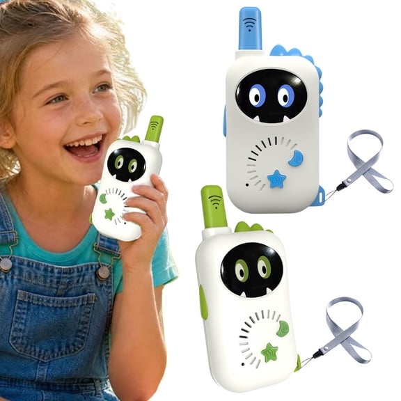 YLOHUIL Walkie Talkies for Young Explorers, Long Range 2 Way Radios with Lanyard, Easy to Use Outdoor Communication Device for Camping, Green/Blue