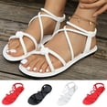 thumbnail image 1 of YLOMAY Women’s Sandals Strappy Flat Sandals Open Toe Tie up Casual Shoes Beach Travel 2026 Comfortable Dressy Sandals Black 5.5, 1 of 7