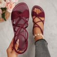 thumbnail image 1 of YLOMAY Womens Sandals Comfortable Women's Flat Sandals Strappy Beach Sandals for Women Dressy Casual Bohemian Summer Shoes, Comfy Relax Shoes Wine 5.5, 1 of 6