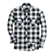 YLSDL Clearance 2024 Men's Button Down Buffalo Plaid Long Sleeve Regular Fit Flannel Shirt with Pockets White XXL