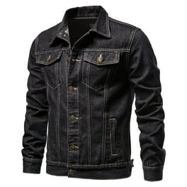 Clearance Distressed Denim Jacket Men s Button Down Denim Jacket Trucker Jean Coat Ripped Motorcycle Slim Fit Blue Jean Jackets Coat Walmart