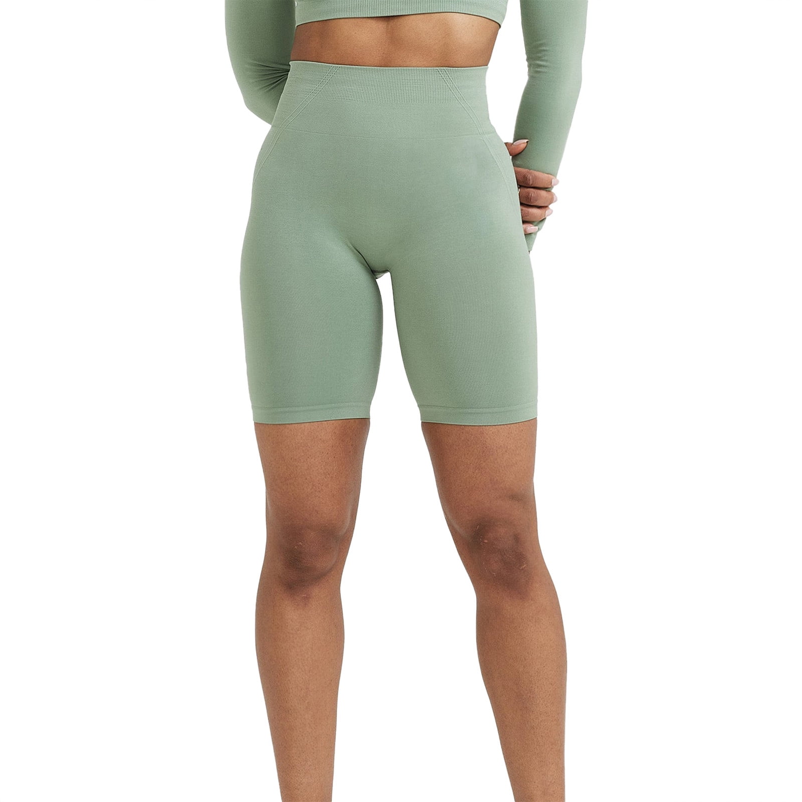 YLSDY Deals No Front Seam High Waist Biker Shorts for Women, Squat Proof Yoga Workout Gym Bike