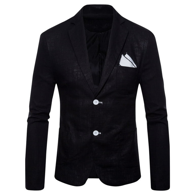YLSDL Flash Sale Men s Slim Fit Blazer Suit Jacket Two Buttons Notched Lapel Business Work Office Sport Coat Black L