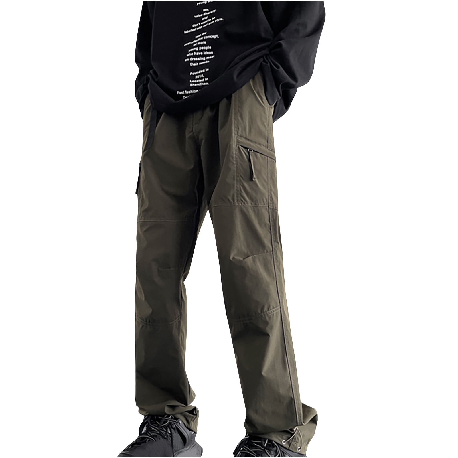 YLSDL Men's Big and Tall Relaxed Fit Multi Pocket Cargo Pants with