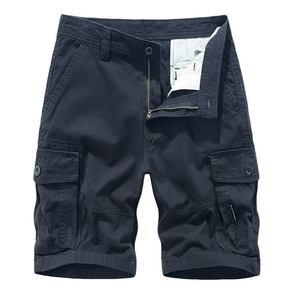 YLSDY Men's Cargo Shorts Casual Solid Color Button Multi-Pocket Shorts Athletic Running Joggers Outdoor Hiking Shorts Blue M
